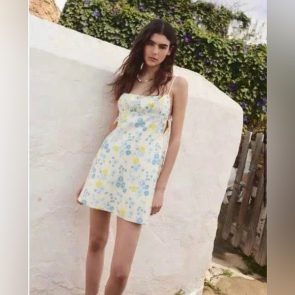 Zara NEW Multicolor Floral Linen Blend Adjustable Straps Mini Dress Size XS - Picture 1 of 13